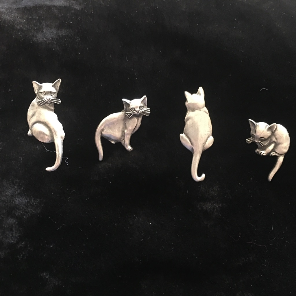 4 Vintage Metzke 1992 Cats Pewter Button Covers***Adorable Cat Lover Gift***